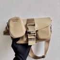 Copy Prada Pocket nylon and brushed leather bag 1BD295 Biscuits Tl5977Zn71