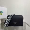 Fake 1:1 Prada Leather bag with shoulder strap 1BD314 black Tl5768YK70