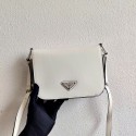 Fake Prada Small brushed leather shoulder bag 1BH308 white Tl5902lF58