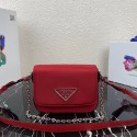 Knockoff Prada Small brushed leather shoulder bag 1BA263 red Tl5917yK94