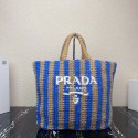 Prada Raffia tote bag 1NE229 blue Tl5685Lp50
