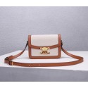 Replica Celine TEEN TRIOMPHE BAG IN TRIOMPHE CANVAS AND CALFSKIN CL88423 white Tl4862AP18