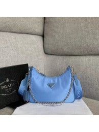 Best Replica Prada Re-Edition 2005 nylon shoulder bag 1BH204 light blue Tl6198zU69