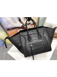Celine Luggage Phantom Tote Bag Croco Leather CT3372 Black Tl5154UW57