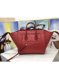 Celine Luggage Phantom Tote Bag Croco Leather CT3372 Red Tl5153dN21
