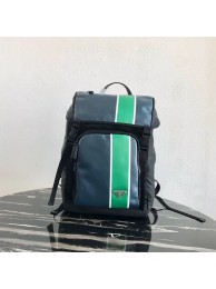 Fake Prada Technical fabric and leather backpack 2VZ135 black&green Tl6210Iw51