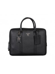 Imitation Prada Grainy Calf Leather Briefcase VA0089 Black Tl6638RC38
