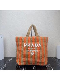 Imitation Prada Raffia tote bag 1NE229 orange Tl5690Nj42
