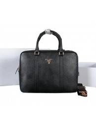 Prada Grainy Calf Leather Briefcase 80661 Black Tl6643cP15