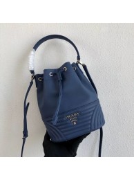 Prada Original Calfskin Leather Bucket Bag 1BH038 Blue Tl6331uT54