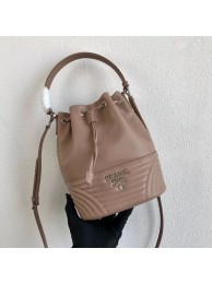 Prada Original Calfskin Leather Bucket Bag 1BH038 Nude Tl6330lu18