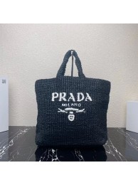 Prada Raffia tote bag 1NE229 black Tl5688PC54