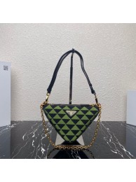 Prada Symbole leather and fabric mini bag 1BC176 Green Tl5752bT70