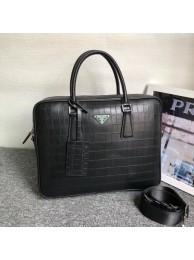 Replica AAA Prada Crocodile Leather Briefcase 2VE368 black Tl6465of41