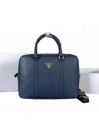 Replica Prada Grainy Calf Leather Briefcase 80661 Blue Tl6642XB19