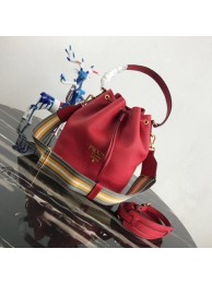 Replica Prada Leather bucket bag 1BE018 red Tl6451hD86