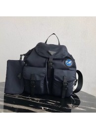 Replica Prada Re-Nylon backpack 1BZ811 black&blue Tl6234iF91