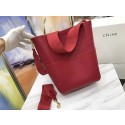 Best Replica CELINE Sangle Seau Bag in Litchi Leather C3371 Red Tl5103zU69