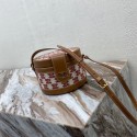 CELINE MEDIUM TAMBOUR BAG IN TEXTILE WITH TRIOMPHE EMBROIDERY 195192 brown&red Tl4805fr81