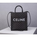 Celine TEEN TRIOMPHE BAG IN TRIOMPHE CANVAS AND CALFSKIN CL91542 BLACK Tl4856pB23