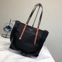 Fake Prada Saffiano leather and nylon tote 1BG212 black&orange Tl6550tu77