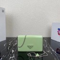Fake Prada Small brushed leather shoulder bag 1BH307 green Tl5904GR32