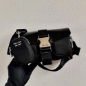 Fashion Prada Pocket nylon and brushed leather bag 1BD295 black Tl5992wc24