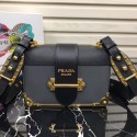 High Quality Imitation Prada Cahier leather shoulder bag 1BD045 grey&black Tl6536wn47