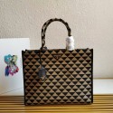 High Quality Imitation Prada Large Prada Symbole jacquard fabric handbag 1BR255 Black&Beige Tl5806wn47