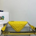 Hot Prada Leather Triangle shoulder bag 2EV055 yellow Tl5829io40