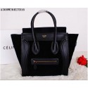 Imitation Celine Luggage Micro Tote Bag Original Suede Leather CL5369 Black Tl4892SU58