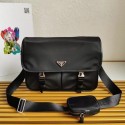 Imitation Prada Re-Nylon and Saffiano leather shoulder bag 2XD770 black Tl5863Tm92