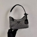 Imitation Prada Satin mini-bag with artificial crystals 1BE515Z black Tl5991VO34