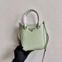 Imitation Prada Small brushed leather tote 1AD331 light green Tl5975zn33