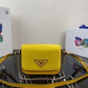 Knockoff Best Prada Small brushed leather shoulder bag 1BA263 yellow Tl5916sm35
