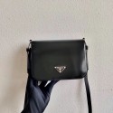 Knockoff Prada Small brushed leather shoulder bag 1BH308 black Tl5901tU76