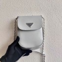 Prada Brushed leather mini-bag 1BH185 light grey Tl5931kC27