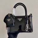 Prada Galleria brushed leather bag 1BA896 black Tl6010UM91