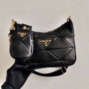 Prada Gaufre nappa leather shoulder bag 1BC151A black Tl6008Tk78
