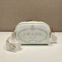 Prada Leather bag with shoulder strap 1DH781 white Tl5714Gh26