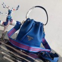 Prada Leather bucket bag 1BE018 blue Tl6394nQ90