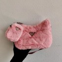 Prada Mink hair shoulder bag 1BC151M pink Tl6004Yv36