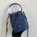 Prada Original Calfskin Leather Bucket Bag 1BH038 Blue Tl6331uT54