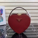 Prada Saffiano Original Leather Tote Heart Bag 1BH144 Red Tl6327yj81