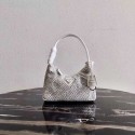 Prada Satin mini-bag with artificial crystals 1BE515Z white Tl5884UW57