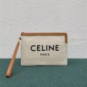 Replica Celine CLUTCHES LARGE POUCH IN COTTON WITH CELINE PRINT AND CALFSKIN 100672 BROWN Tl4847Xe44