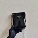Replica Prada Brushed leather mini-bag 1BH185 black Tl5953zR45