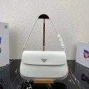 Replica Prada Cleo brushed leather shoulder bag with flap 1BH276 white Tl5912XB19