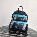Replica Prada Printed technical fabric backpack 2VZ025 black&blue Tl6220rH96