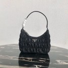 Fake Prada Nylon and Saffiano leather mini bag 1NE204 black Tl6267lF58